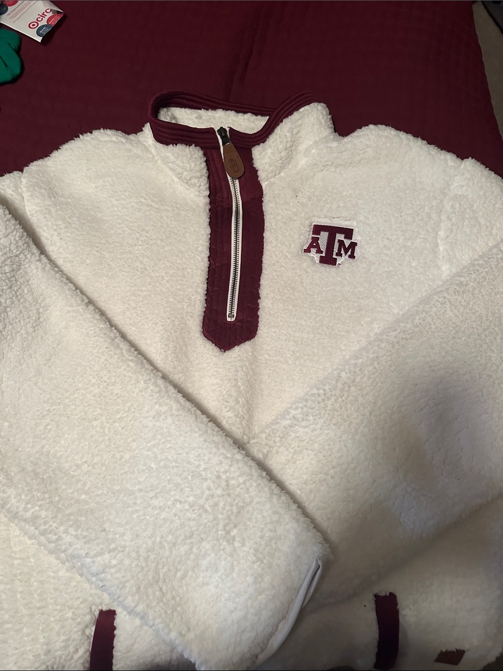 Texas A&M Maroon & White Sherpa Quarter-Zip Pullover